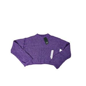 Wild Fable Purple Mock Collared Cropped Sweater XXSmall